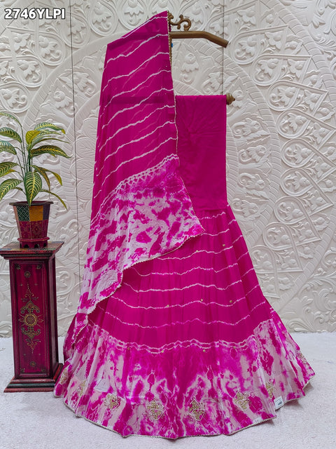 KcPc New Latest Chiffon Silk Lehariya Shibori Style With Cutdana Lehanga GSM