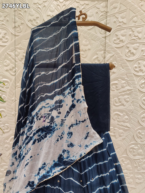 KcPc New Beautiful Chiffon Silk Lehariya Shibori Style With Cutdana Lehanga GSM