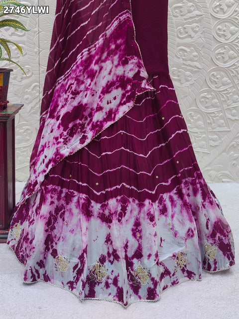 KcPc Latest New Chiffon Silk Lehariya Shibori Style With Cutdana Lehanga GSM