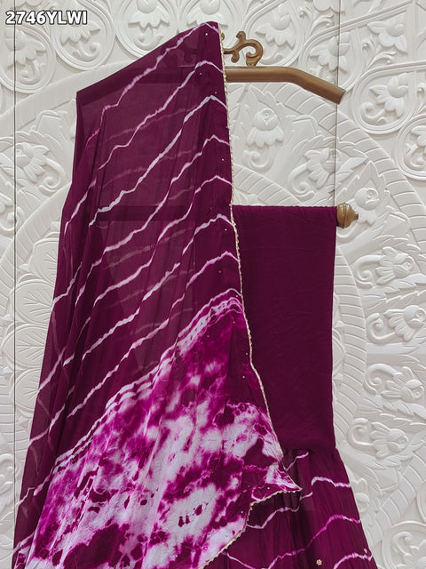 KcPc Latest New Chiffon Silk Lehariya Shibori Style With Cutdana Lehanga GSM