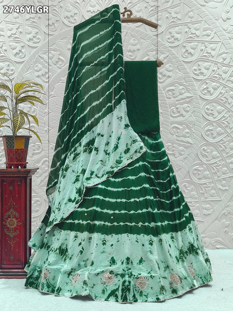 KcPc New Chiffon Silk Lehariya Shibori Style With Cutdana Lehanga GSM