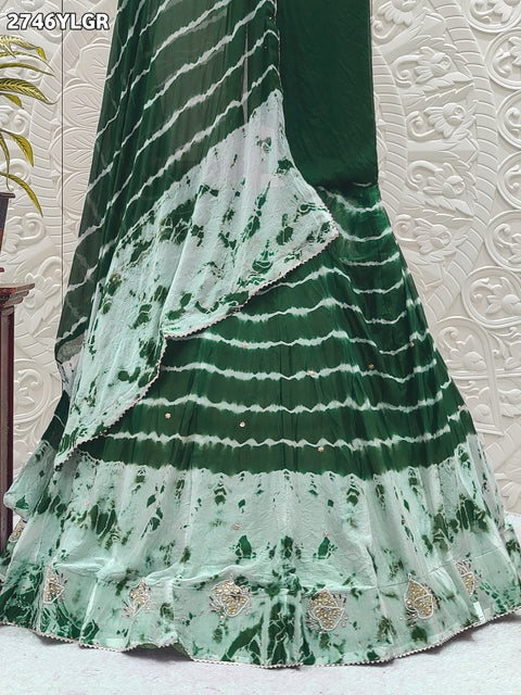 KcPc New Chiffon Silk Lehariya Shibori Style With Cutdana Lehanga GSM
