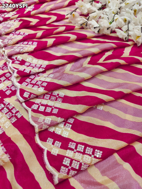 KcPc New Beautiful Crepe Silk Zig zag Style With Kashida Tari Work Saree ASH