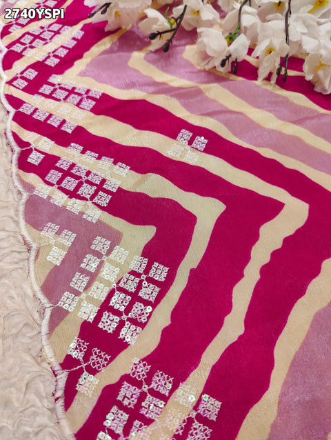 KcPc New Beautiful Crepe Silk Zig zag Style With Kashida Tari Work Saree ASH