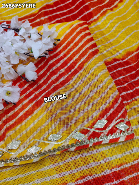 KcPc New Kota doriya Leheriya Style With Gotapatti Work Saree MHS