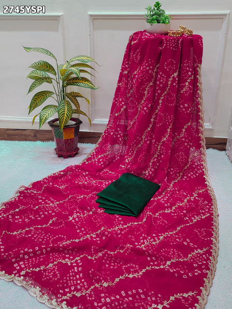 KcPc New Latest Georgette Bandhani Saree with Kashida Embroidery Saree LGC