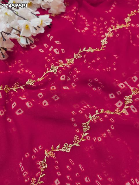 KcPc New Latest Georgette Bandhani Saree with Kashida Embroidery Saree LGC