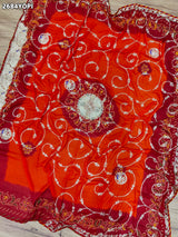 By New Mos Chiffon Marwadi Odhna with Elegant Zardosi Embellishment