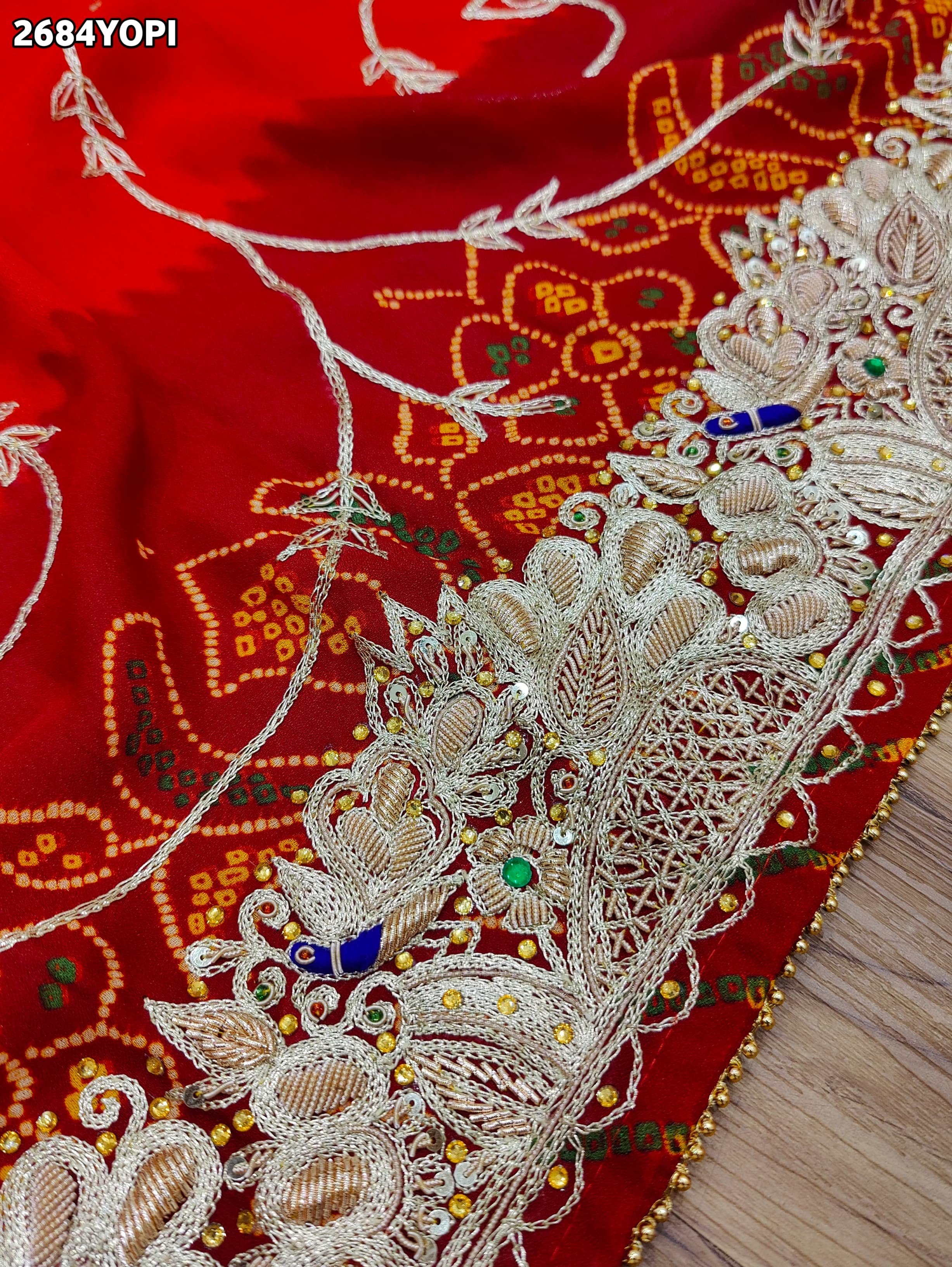 By New Mos Chiffon Marwadi Odhna with Elegant Zardosi Embellishment