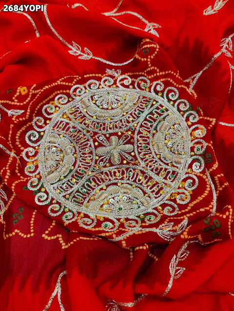 KcPc New Mos Chiffon Marwadi Odhna with Elegant Zardosi Embellishment SARANSH