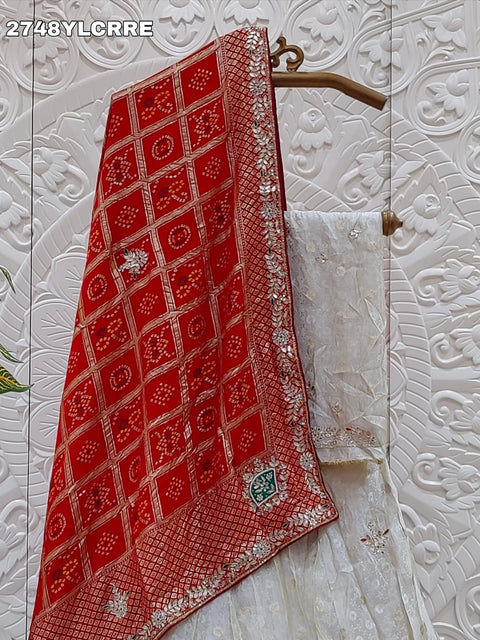 KcPc New Upada silk Bandhani Style With Cutdana GotaPatti work Lehanga ANJ
