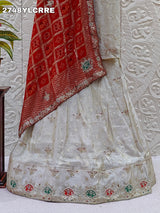 KcPc New Upada silk Bandhani Style With Cutdana GotaPatti work Lehanga ANJ