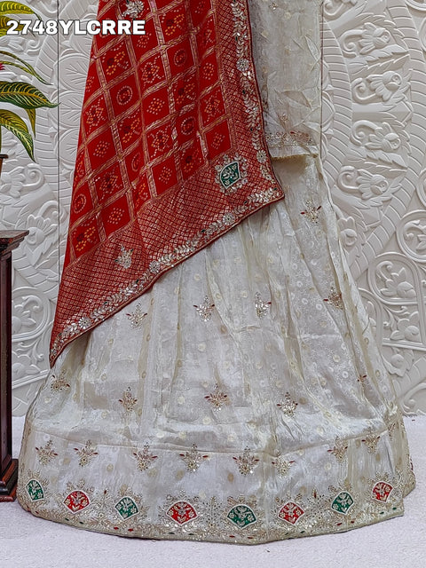 KcPc New Upada silk Bandhani Style With Cutdana GotaPatti work Lehanga ANJ