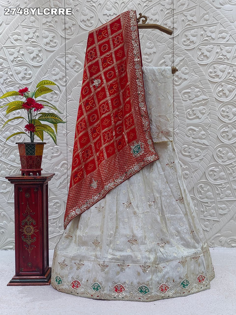 KcPc New Upada silk Bandhani Style With Cutdana GotaPatti work Lehanga ANJ