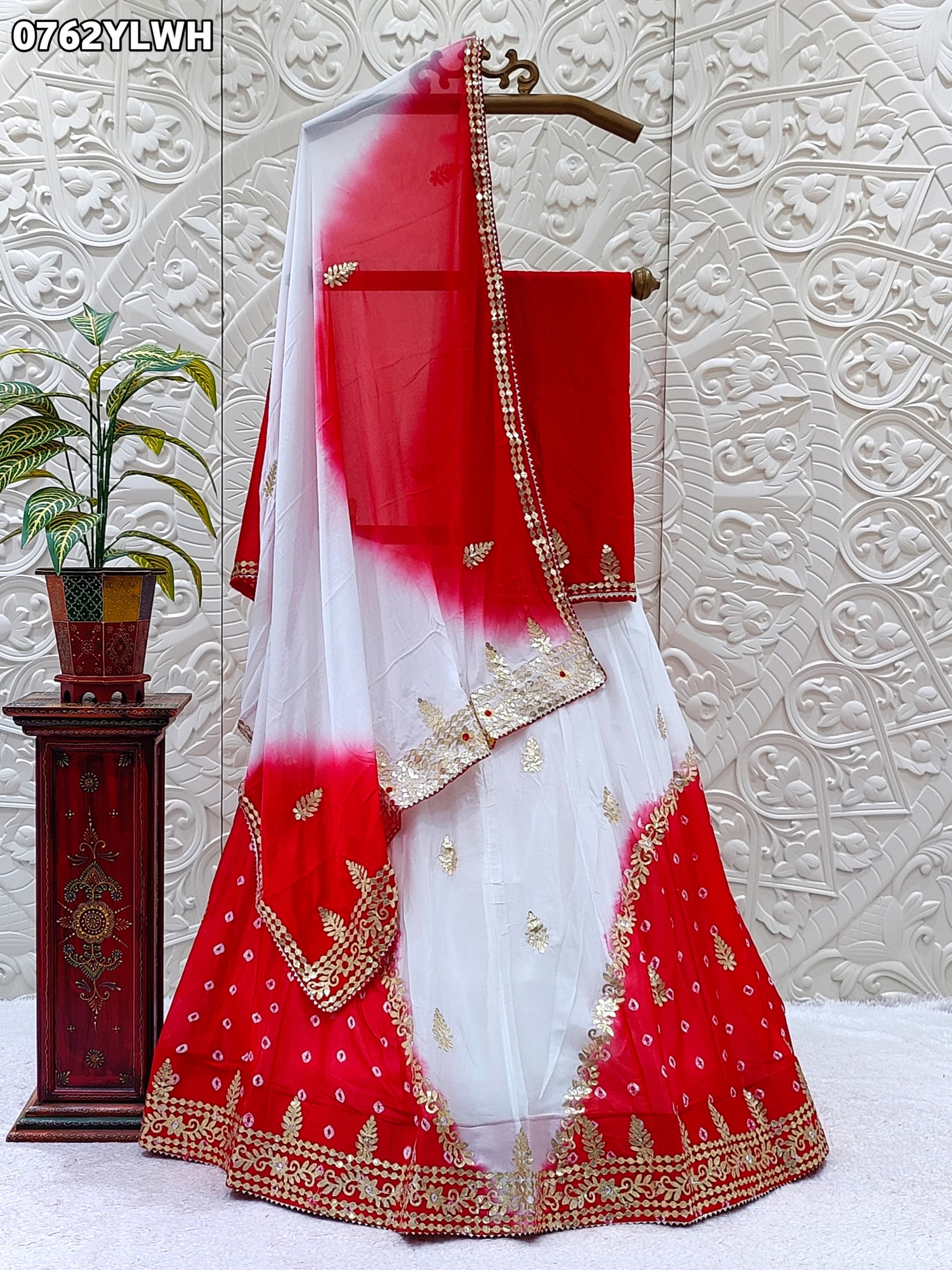 By Jaipuri Bandhani Lehenga With 	Traditional wear