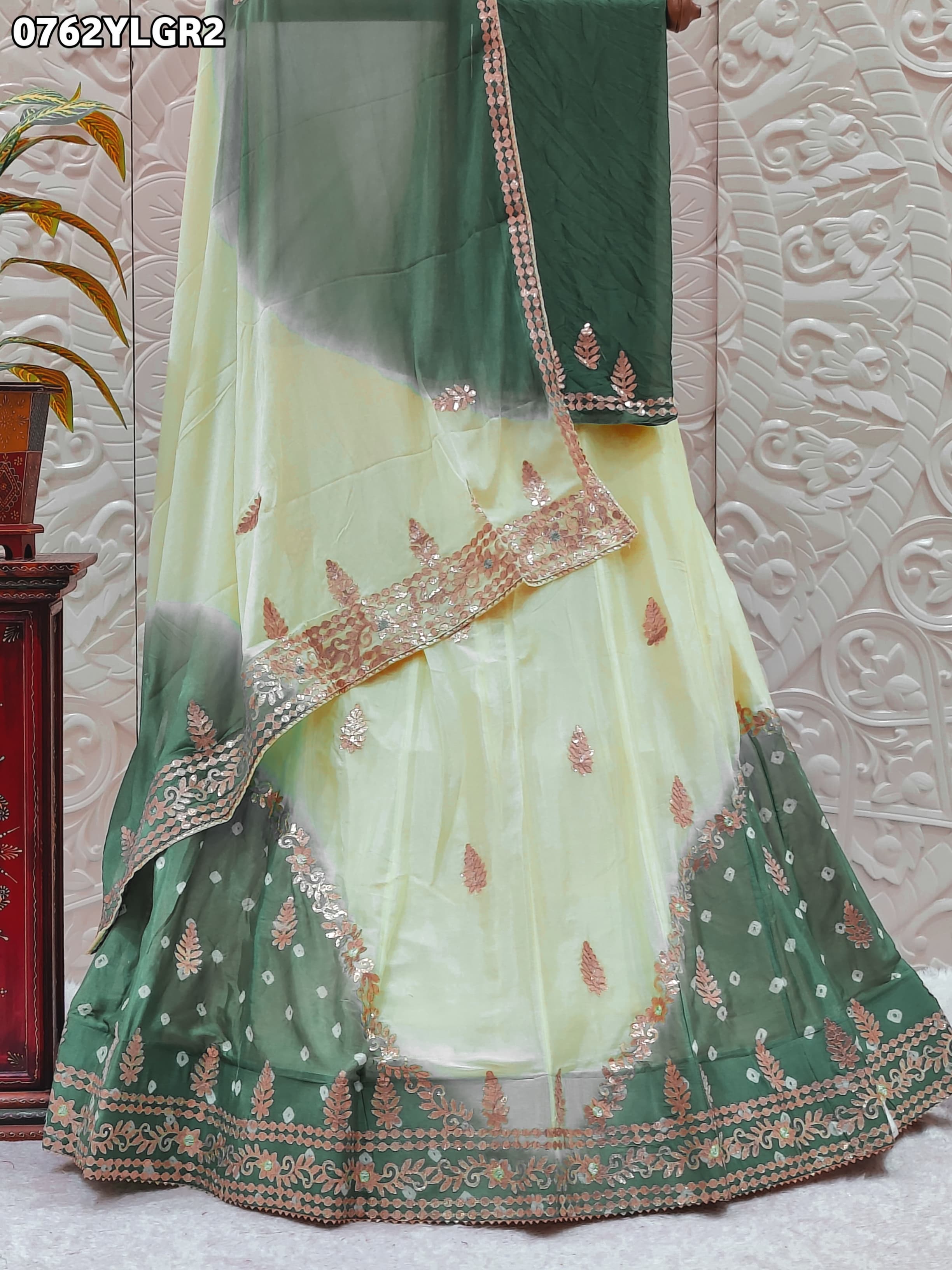 By Jaipuri Bandhani Lehenga With 	Traditional wear