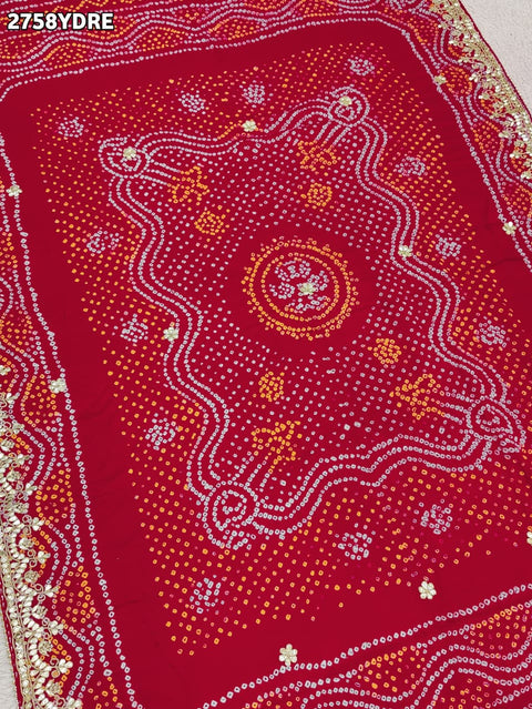 KcPc New Traditional Gaji Silk Bandhani Dupatta with Gota Patti Embellishment AMT