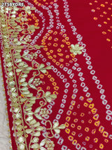 KcPc New Traditional Gaji Silk Bandhani Dupatta with Gota Patti Embellishment AMT
