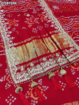 KcPc New Traditional Gaji Silk Bandhani Dupatta with Gota Patti Embellishment AMT