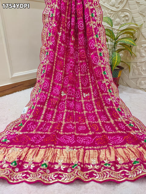 KcPc Latest New Pure Gaji Silk Bandhani Dupatta with Gota Patti Work Dupatta BITU