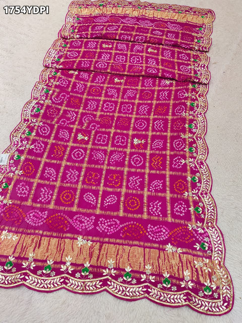 KcPc Latest New Pure Gaji Silk Bandhani Dupatta with Gota Patti Work Dupatta BITU