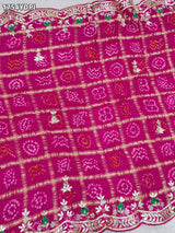 KcPc Latest New Pure Gaji Silk Bandhani Dupatta with Zardosi Work Dupatta BTU