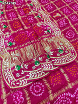 KcPc Latest New Pure Gaji Silk Bandhani Dupatta with Zardosi Work Dupatta BTU