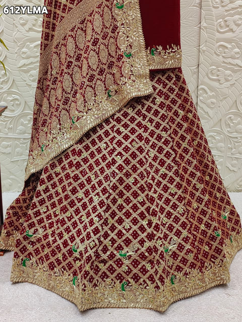 KCPC Special Designer Pure Khaddi Georgette Neemjari Bandhej Ghatchola Gotapatti Lehenga  BT