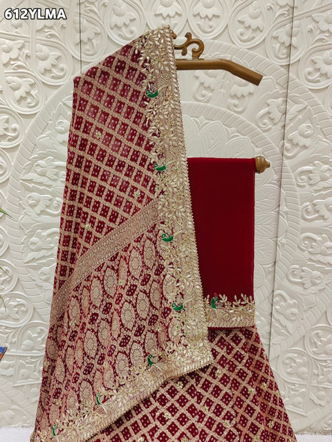 KCPC Special Designer Pure Khaddi Georgette Neemjari Bandhej Ghatchola Gotapatti Lehenga  BT