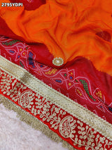 By Bandhani Saree With Traditional Wear