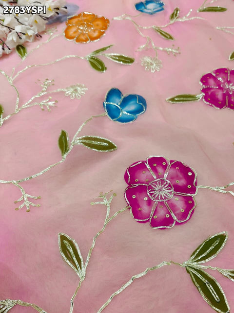 KcPc New Elegant Chiffon Silk Printed Saree with Gotapatti Work SWA