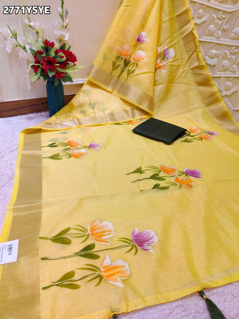 KcPc New Kota Doriya Printed Saree with Zari Border SWA
