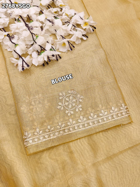 KcPc New Traditional Wedding Tissue Silk Saree with Embroidery SWA