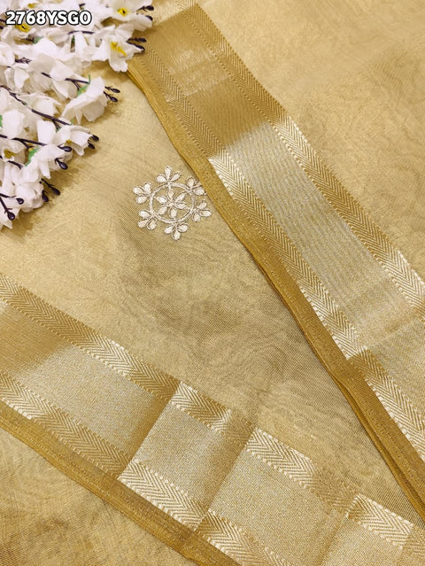 KcPc New Traditional Wedding Tissue Silk Saree with Embroidery SWA
