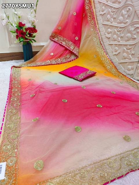 KcPc New Chiffon Traditional Saree with Cutdana Embroidery SWA