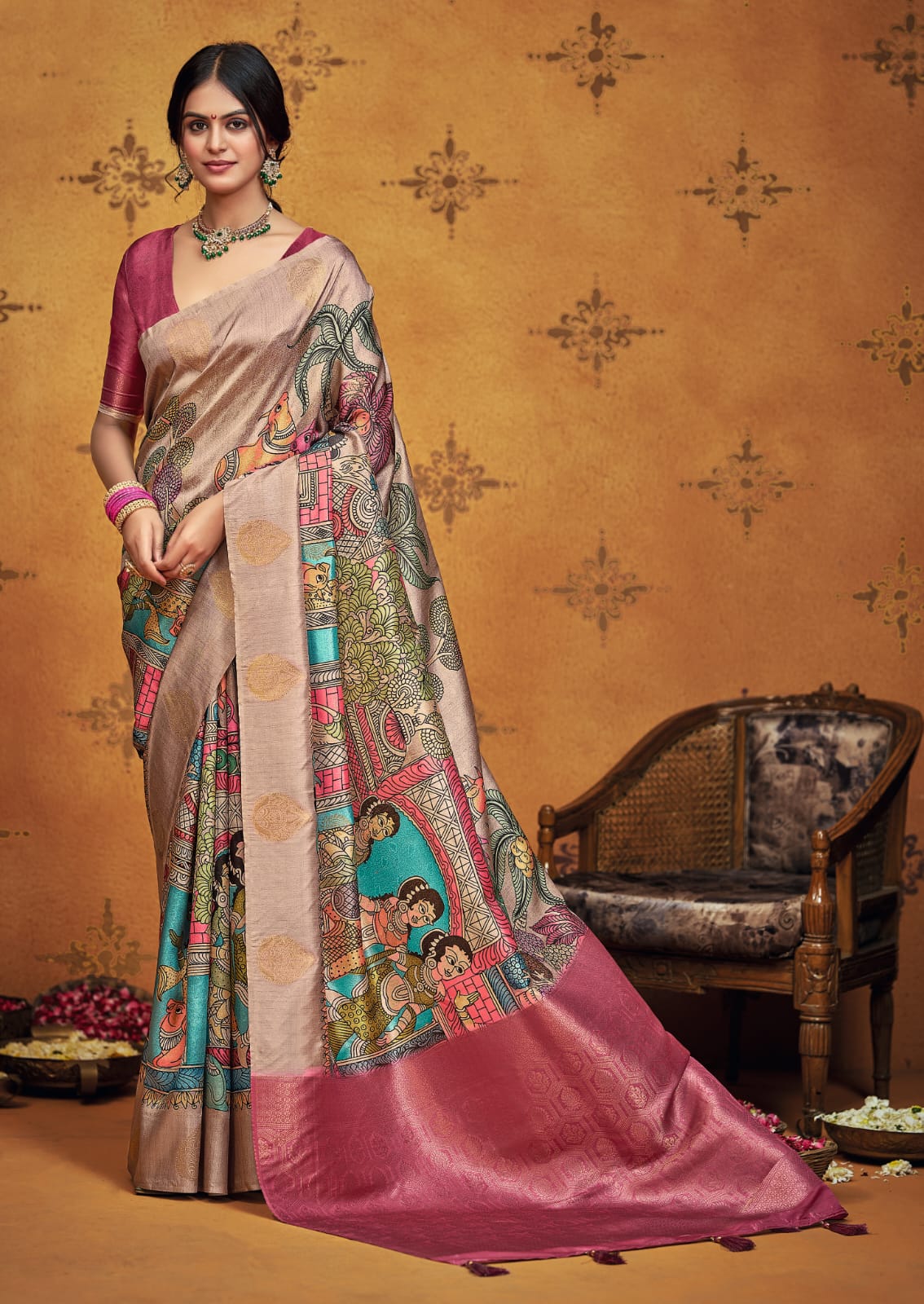 By Kalamkari Saree With Casual Wear