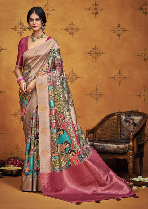 KcPc New Latest Tissue Silk Saree with Kalamkari Design Saree STR