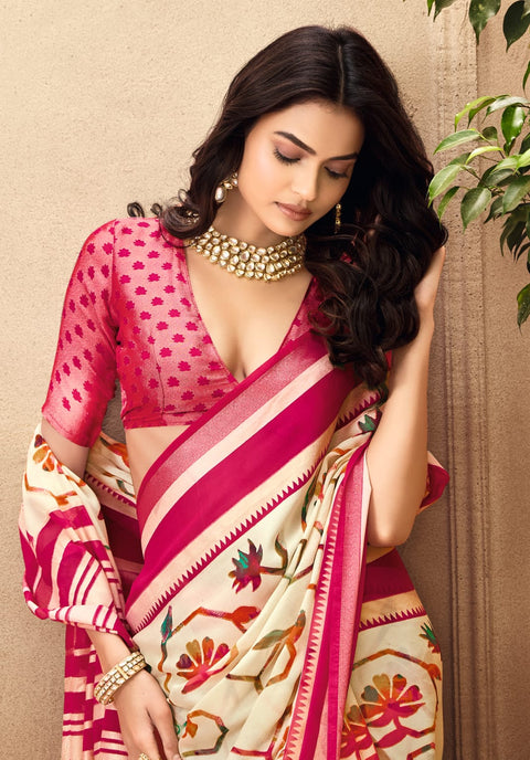 By Printed Saree With Casual Wear