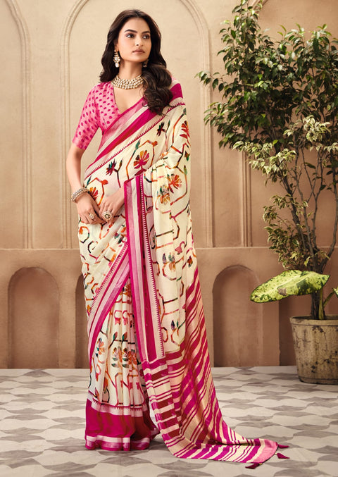 By Printed Saree With Casual Wear