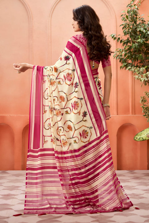 By Printed Saree With Casual Wear