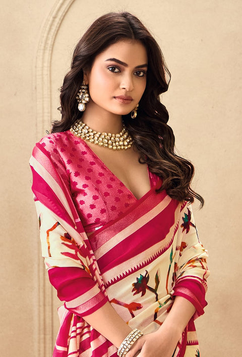 By Printed Saree With Casual Wear