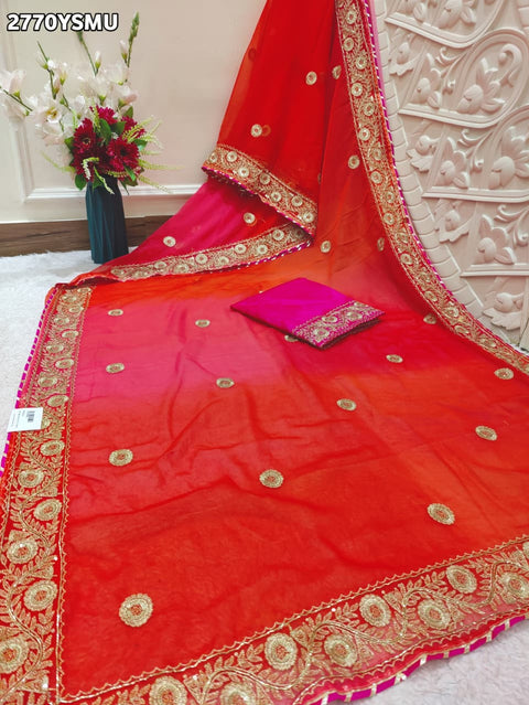 KcPc New Stylish Chiffon Saree with Hand Embroidery Work SWA