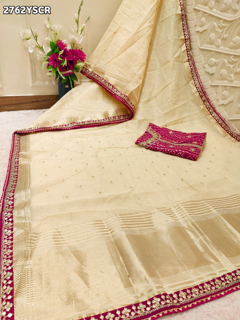 KcPc New Classic Tissue Cotton Silk Saree with Gota Patti Charm SWA