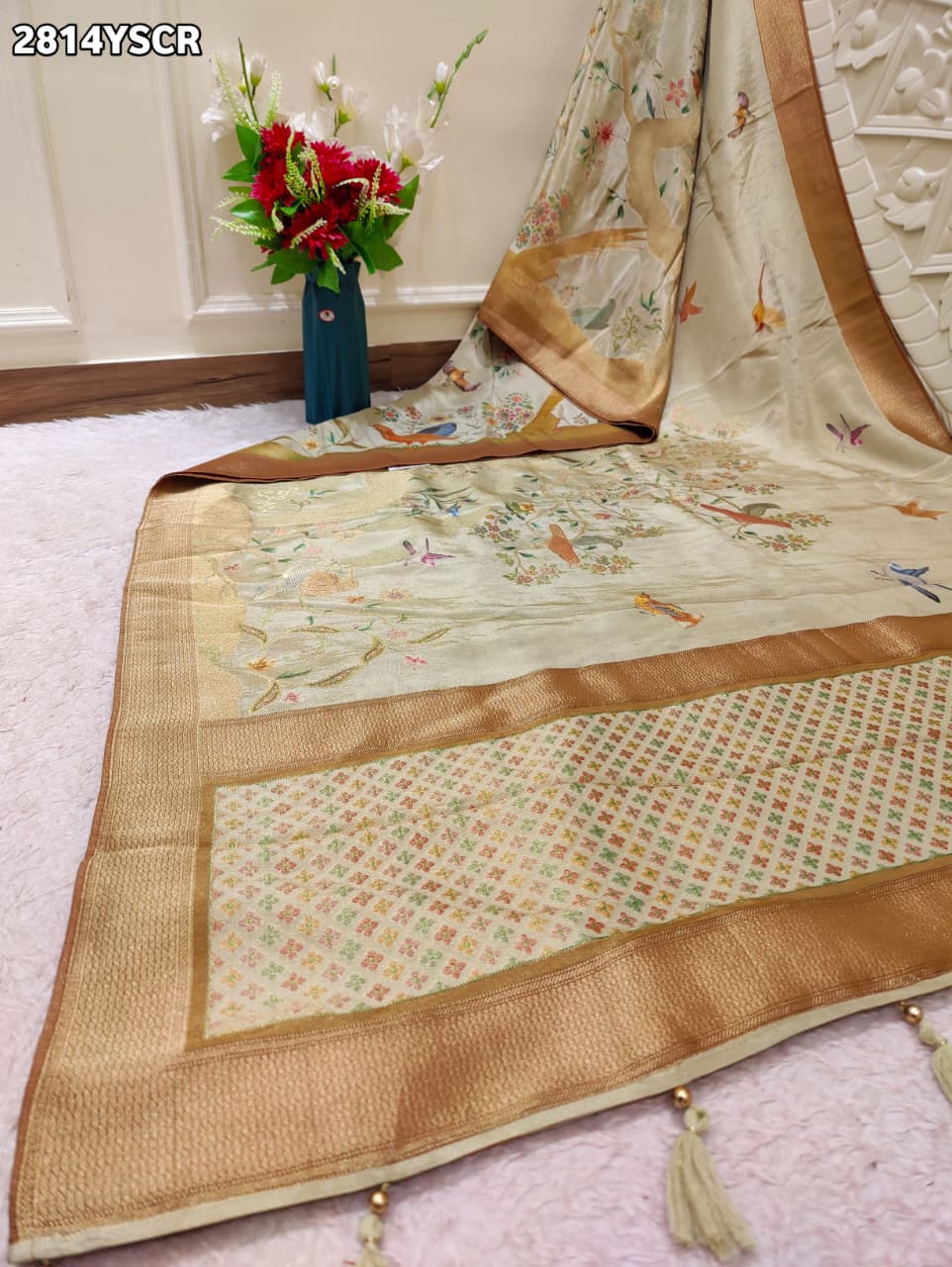 By Printed Saree With Party Wear
