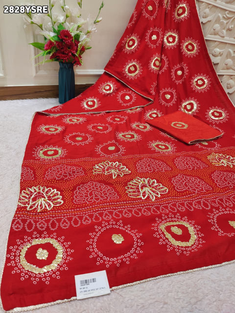 KcPc New Royal Wedding Wear Gaji Bandhani Saree in Viscos Silk SWA
