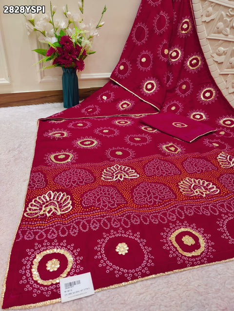 KcPc New Gorgeous Bridal Saree with Gaji Bandhani & Gota Patti Work SWA