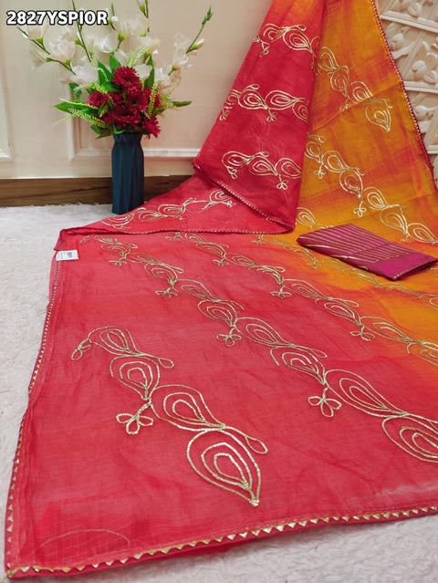 KcPc New Elegant Kota Doriya Bikaneri Saree with Gota Patti Work SWA