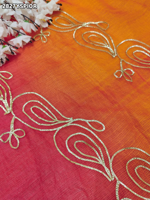 KcPc New Elegant Kota Doriya Bikaneri Saree with Gota Patti Work SWA