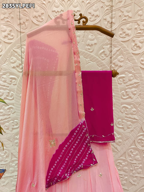 KcPc New Traditional Wear Leheriya Style Lehenga in Chinon Fabric GSM