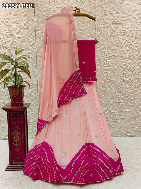 KcPc New Traditional Wear Leheriya Style Lehenga in Chinon Fabric GSM